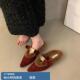 棉鞋 女外穿秋冬玛丽珍毛毛拖鞋 内增高加绒包头半拖鞋 水貂毛法式
