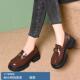 一脚蹬金币小皮鞋 2025新款 厚底黑色单鞋 女英伦风时尚 山茶花乐福鞋