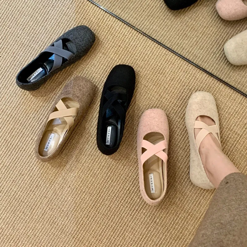 内增高方头复古交叉带芭蕾单鞋女2025秋冬季新粉色玛丽珍鞋