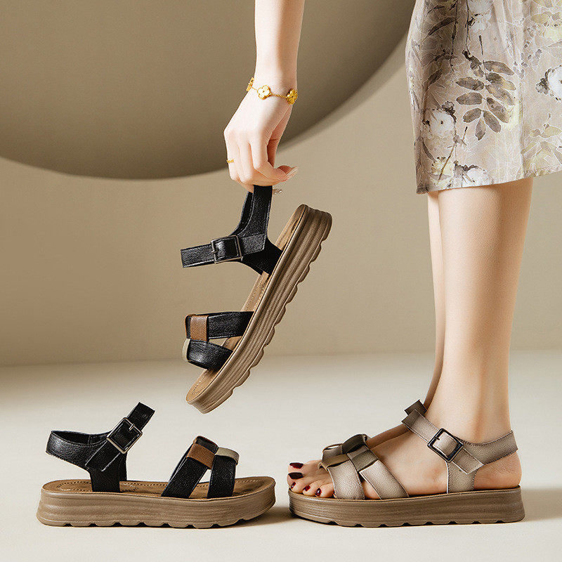 超软真皮软底妈妈鞋罗马凉鞋大码女鞋中老年舒适防滑夏季新款