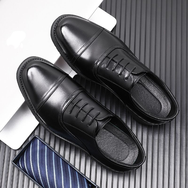 皮鞋男士英伦风三接头牛皮商务男