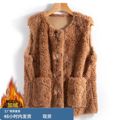 加绒马甲女外穿冬装2025新款高级感百搭叠穿皮毛一体坎肩保暖外套