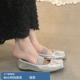 女平底2025早春温柔蝴蝶结芭蕾玛丽珍鞋 羊皮版 小众银色方头单鞋