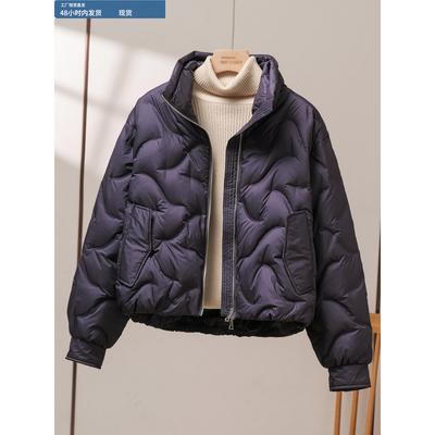 2025年冬季新款90白鸭绒轻薄羽绒服女短款简约百搭立领小个子外套