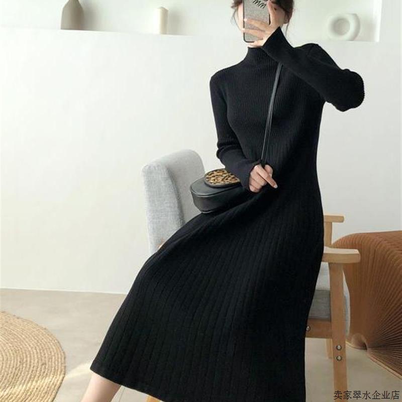 加码150kg胖姐姐法国长袖针织连衣裙女士秋季慵懒风格宽松过膝底