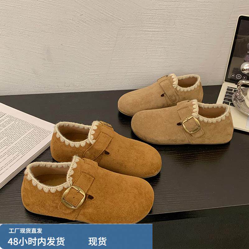 厚底内增高全包勃肯鞋女2025秋季新款休闲乐福鞋博肯单鞋豆豆鞋