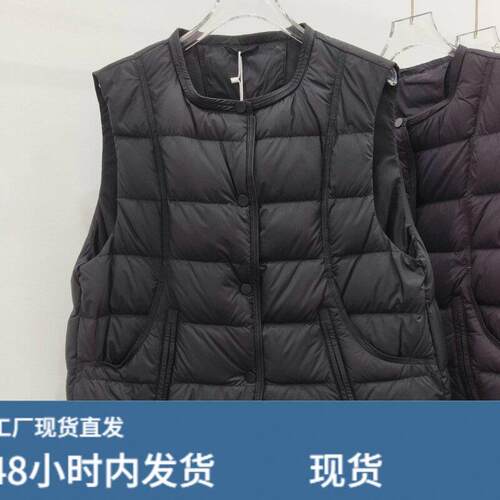 极简风圆领单排扣夹棉马甲女2026秋冬季外穿宽松保暖背心坎肩外套
