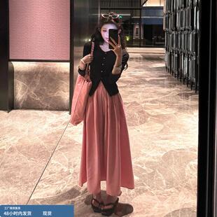 高级感法式长袖连衣裙子早春季2026新款小个子香风韩系穿搭套装夏