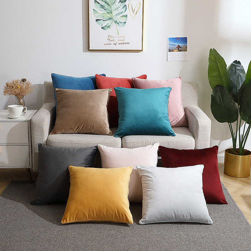 翼然抱枕套不含芯客厅现代靠垫套天鹅绒德绒沙发靠枕套罩北欧纯色