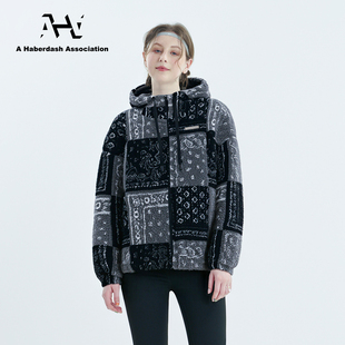 AHA爱侈艾·秋冬新款 夹克外套 彩色摇粒绒内胆绗棉宽松廓形连帽衫