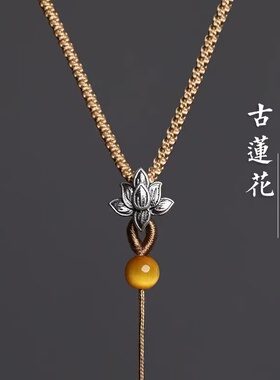 纯银手工细款项链绳翡翠挂坠绳子玉佩吊坠挂绳女民族风可调节黑绳