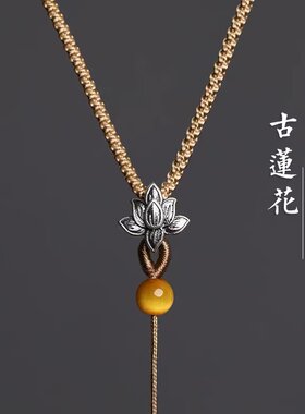 纯银手工细款项链绳翡翠挂坠绳子玉佩吊坠挂绳女民族风可调节黑绳