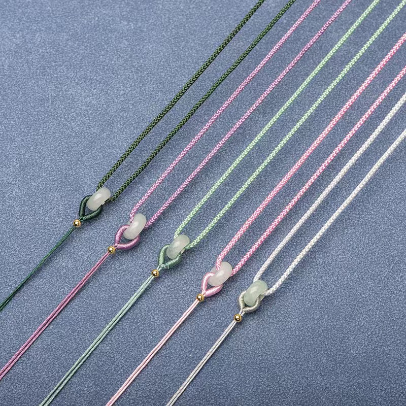 手工编织吊坠项链绳可调节细款翡翠玉佩平安扣挂脖水晶黄金饰品绳