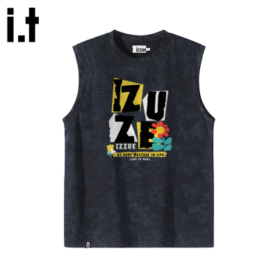 itizzue美式无袖T恤男圆领背心