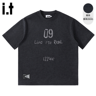 it izzue新款T恤男女装2025夏季美式复古蜡染t个性时尚宽松短袖A