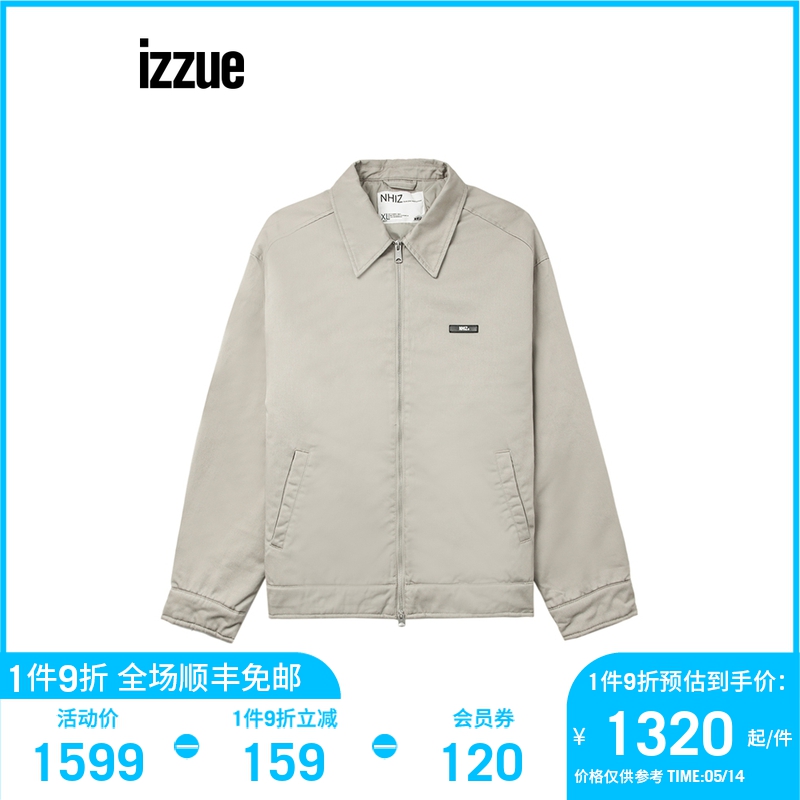 izzue|NHIZ男装翻领拉链夹克2023冬季新款复古工装风外套7160F