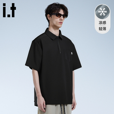 it izzue新款时尚短袖POLO男2025夏速干潮牌半拉链凉感保罗T恤衫A