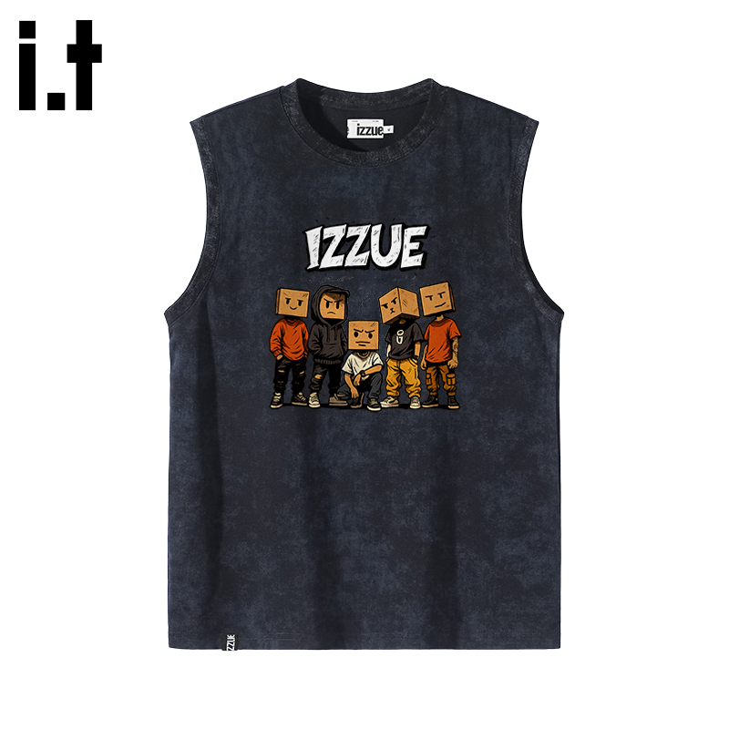 itizzue美式復古潮牌男無袖背心