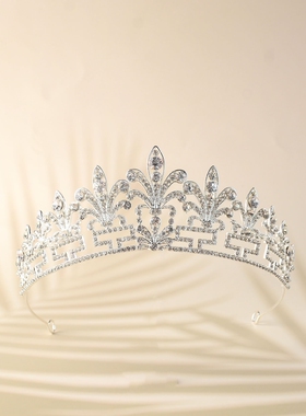 欧美复古宫廷风奢华大气结婚皇冠头饰法式新娘王公主高级感镶钻闪