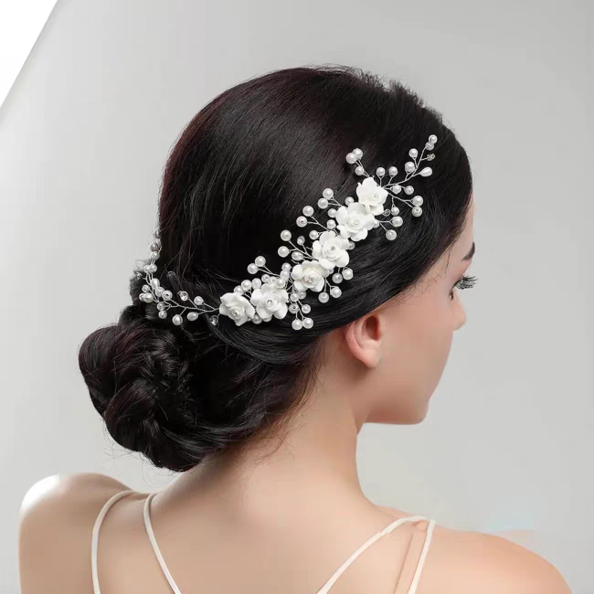 西双版纳傣族头花网红新款珍珠头饰泰国傣泰花朵发梳婚礼盘发饰品