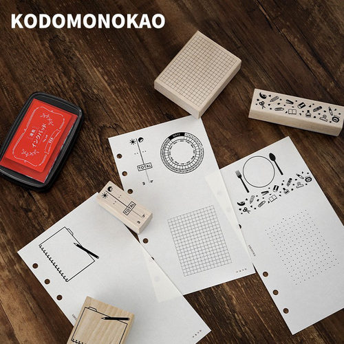 日本KODOMO NO KAO手账印章部 新款木制印章 月历时钟心情天气