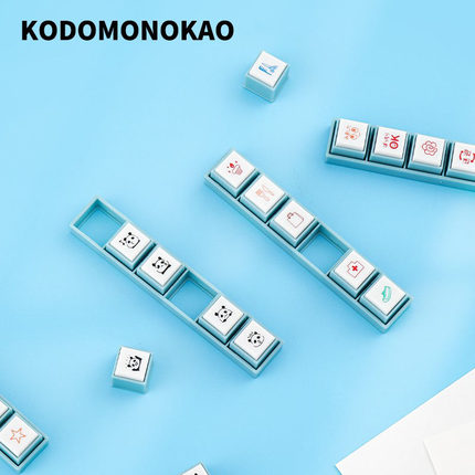 日本KODOMO NO KAO六联按键印章 可单独拆卸 手账印章 浸透印Pick