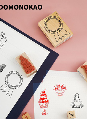 日本KODOMO NO KAO木制印章N I LOVE STAMP系列手账印章1630