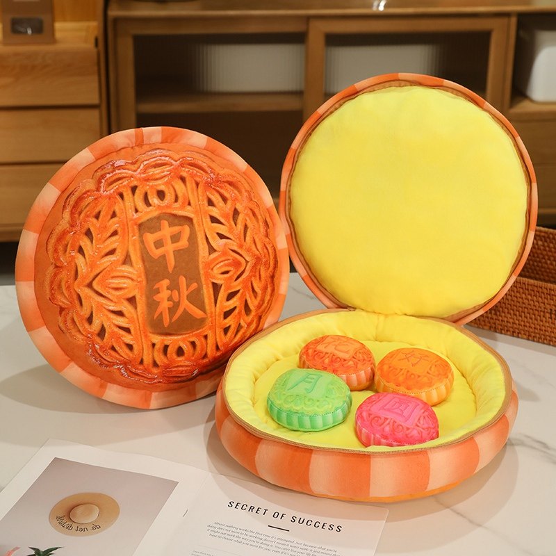 花好月圆月饼抱枕靠两用坐垫椅垫睡觉靠枕沙发靠背枕头中秋节礼物