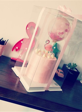 ins网红全透明蛋糕盒4寸6寸8寸10寸12寸14寸双三层加高气球火烈鸟