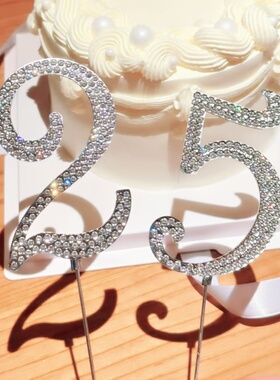 超大号镶钻水钻带钻数字生日蛋糕有钱花装扮拍照道具生日牌