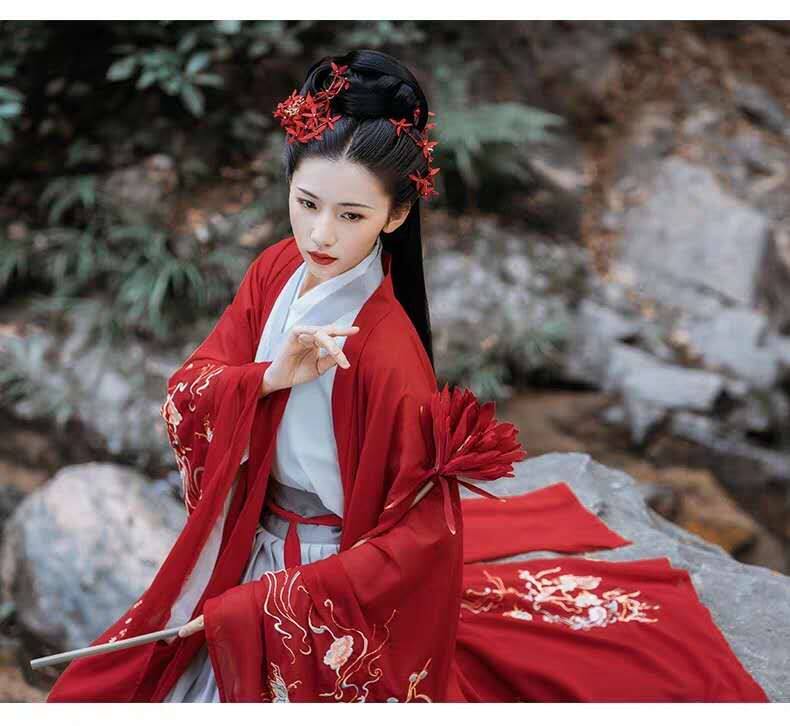汉服女古装服装仙女复古交领魏晋民族服装/舞台装