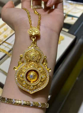 古法金包银葫芦转动项链女款