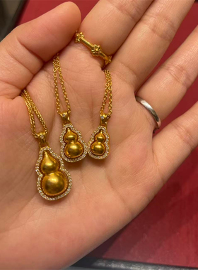 古法金包银点钻葫芦项链女