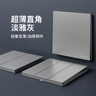 TEP国际电工淡雅灰超薄暗装86型插座面板电灯开关五孔插座空调16A