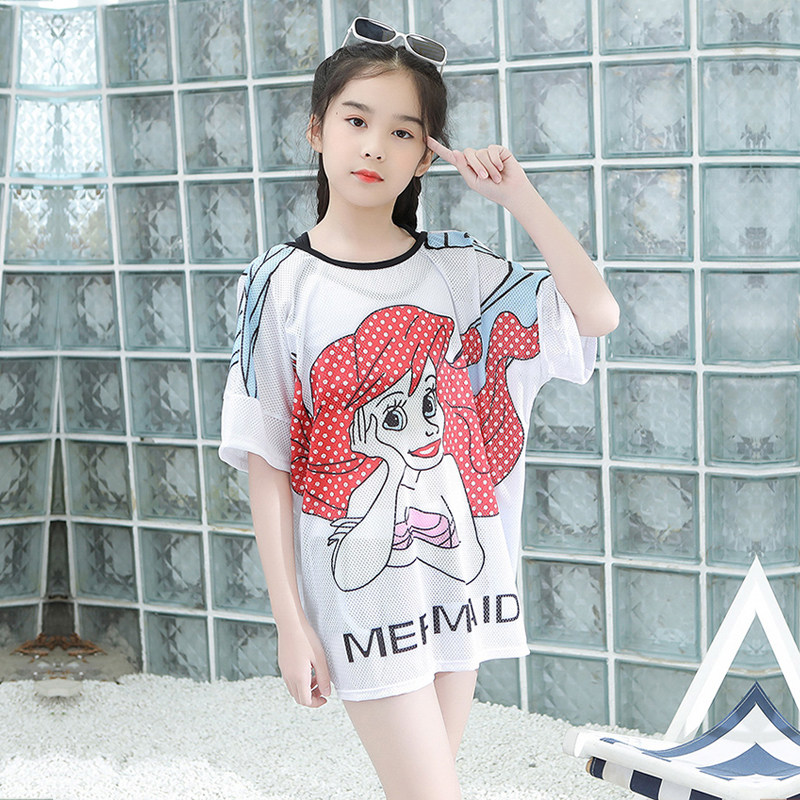 新款儿童泳衣分体三件套女童女孩小学生中大童可爱游泳衣温泉泳装