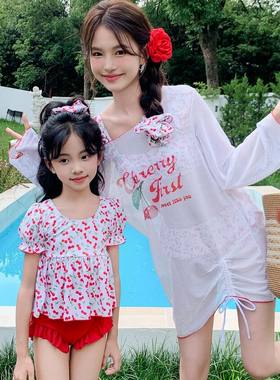 韩版亲子泳衣母女小众ins泡温泉