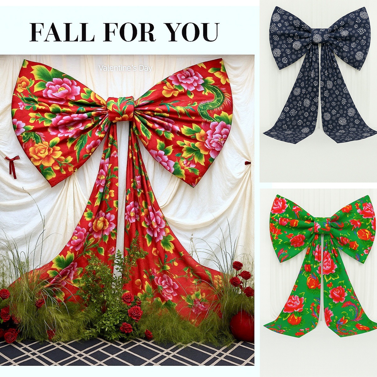 圣诞节东北冬日传统民俗画布蝴蝶结背景装饰摆件布置拍照道具定制图片