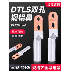 双孔DTLS铜铝鼻接线端子铜鼻25 400平方空开塑壳断路器过渡接线耳