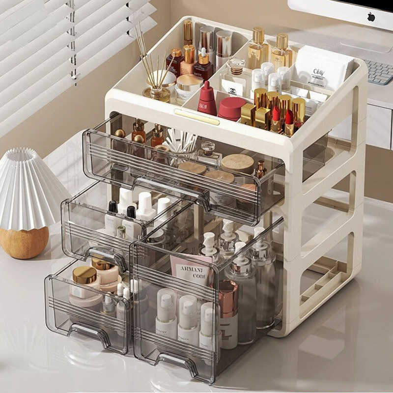 严选化妆品收纳盒梳妆台置物架桌面抽屉式分格护肤品面膜化妆盒子