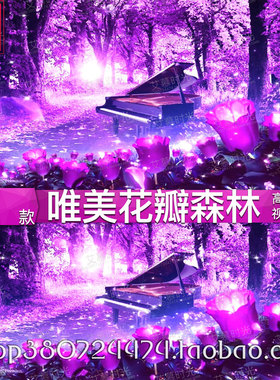 唯美梦幻 森林花瓣飘落 紫色婚礼钢琴晚会 LED大屏幕背景视频