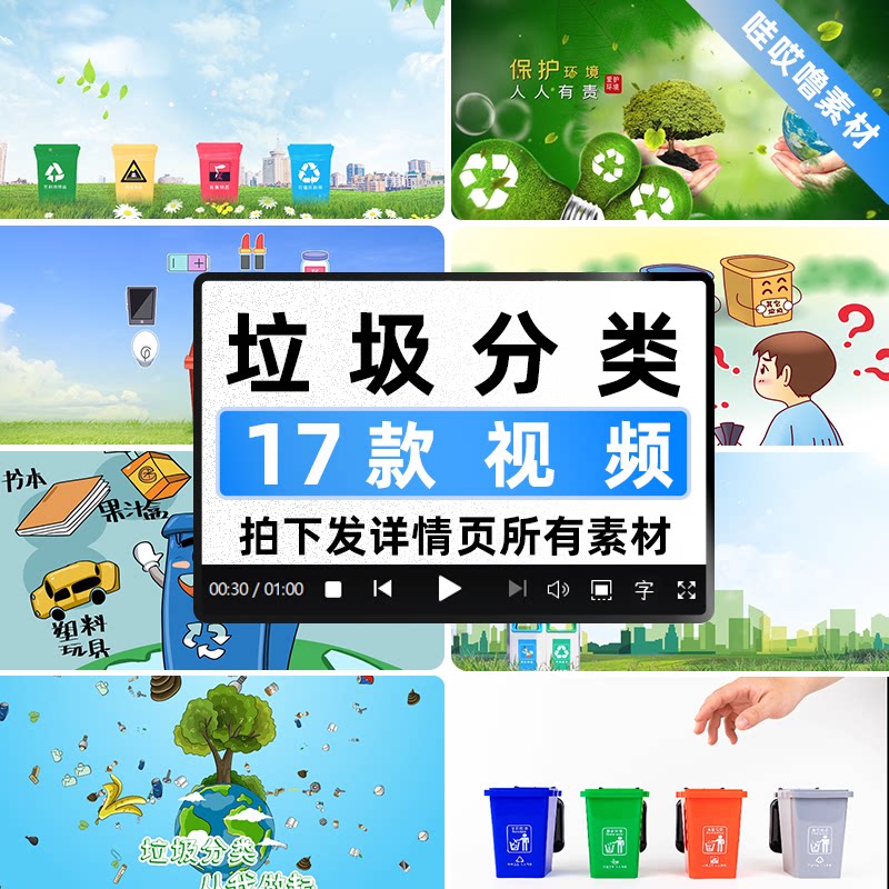 垃圾分类保护环境环保公益宣传片LED屏幕背景动态高清视频素材
