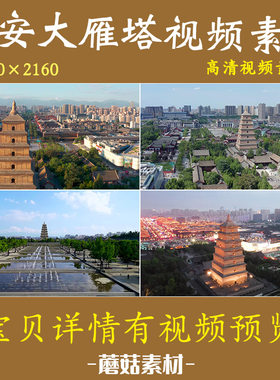 H西安大雁塔视频素材大慈恩寺夜景鸟瞰大唐不夜城高清航拍宣传片