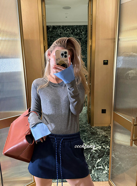 CCCHEUNG 9.30晚8 经典极简兰精天丝羊毛修身显瘦假两件打底衫T恤