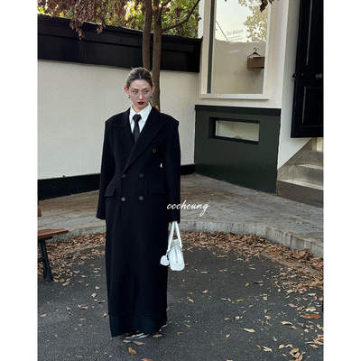 收腰显瘦长款荃羊毛大衣双面呢