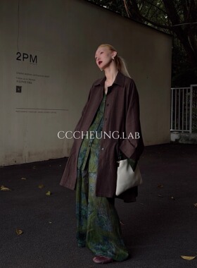 【喜一兮】长卿早秋宽松风衣中长款上衣女老钱慵懒风外套5DC-A803