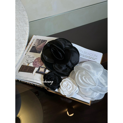 氛围感手工立体山茶花发卡胸花