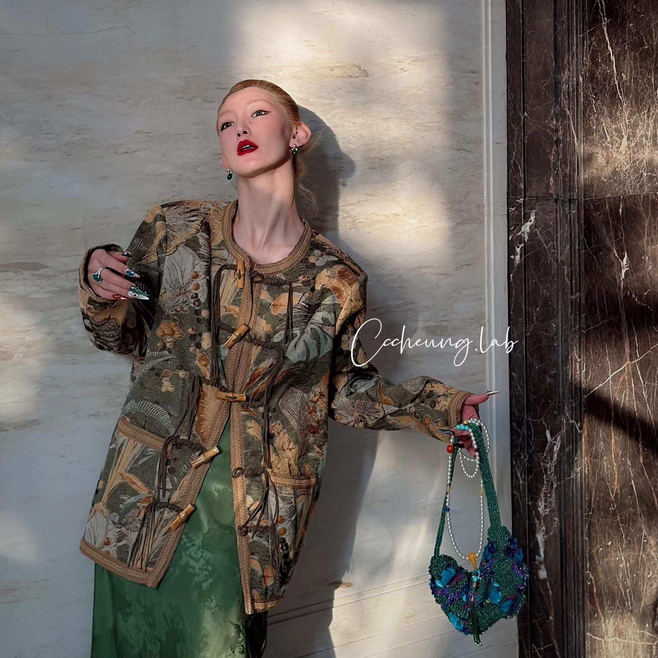 【喜一兮】姜棠 新中式春装新款外套长袖气质复古提花 5DC-C8212