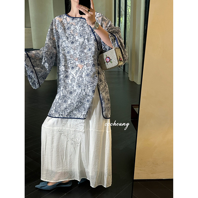 CCCHEUNG 5.16晚8 新中式定位刺绣松紧腰半裙长裙