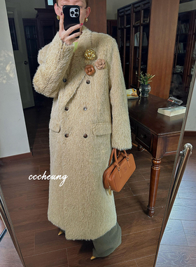CCCHEUNG 1.10晚8 独立女性廓形长毛仿苏利长款夹棉毛呢大衣外套