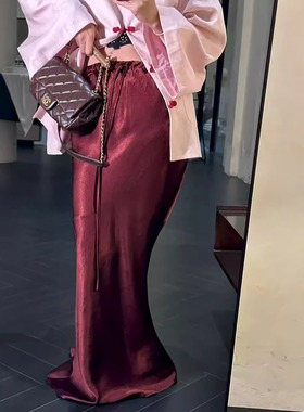 【喜一兮】情丝 早秋醋酸半身裙过膝百搭长裙通勤鱼尾裙5DC-T8173